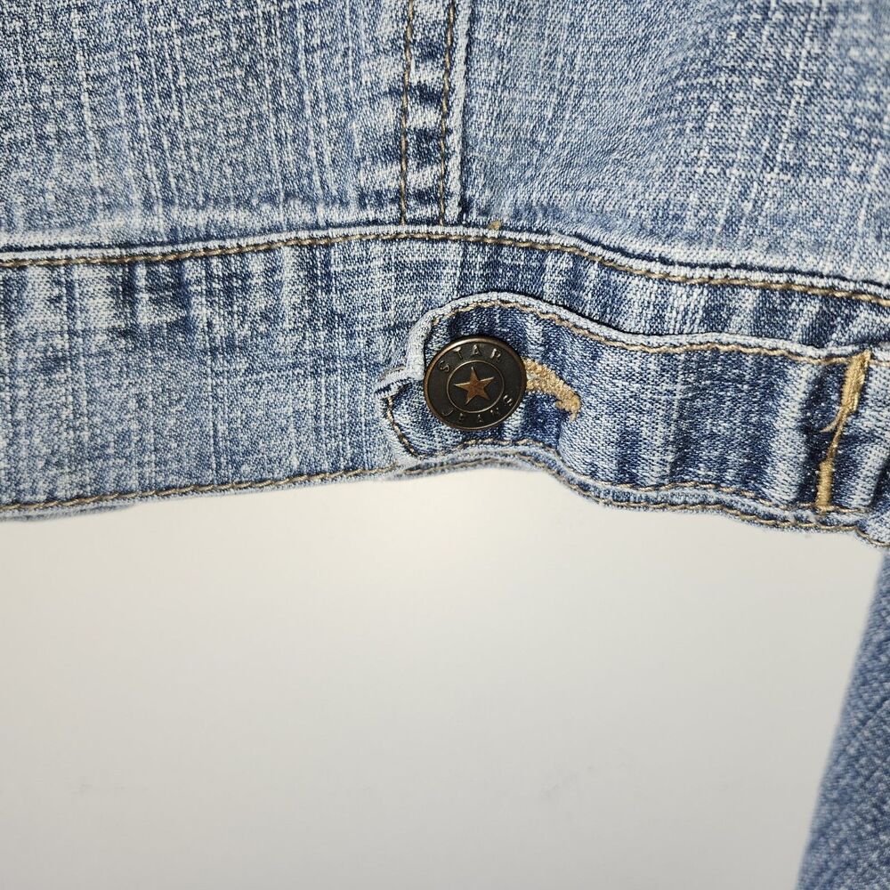 Star Jacket Juniors M Cropped Denim Blue Jean Jacket Casual Y2K Style - Picture 8 of 9